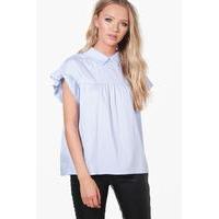 Woven Collar Blouse - blue