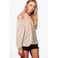 Woven Off The Shoulder Top - stone