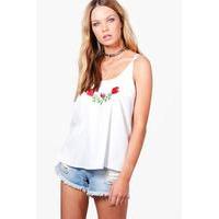 Woven Floral Embroidered Cami - ivory