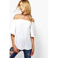 woven off the shoulder top ivory