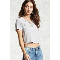 Woven Lace-Up Top