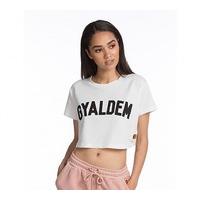 womens gyal mesh applique cropped t shirt