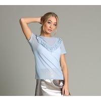 womens mesh ruffle top