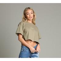 womens cropped script logo t shirt