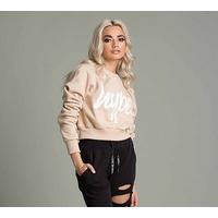 womens crop crew script sweatshirt