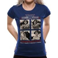 wonder woman retro squares womens large t shirt blue