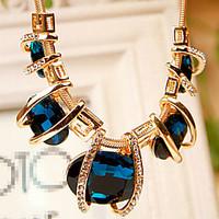 Women\'s Strands Necklaces Crystal Crystal Rhinestone Simulated Diamond Alloy Fashion Green Blue Jewelry Party Daily 1pc
