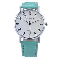 Women\'s Fashionable Leisure Geneva Digital Dial Blue Glass Quartz Watch Leather Band Cool Watches Unique Watches Strap Watch