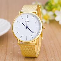 Women\'s Double Color Gold Silver Thin Business Blue Mesh Belt With Needle Geneva Quartz Watch