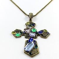 Women\'s Pendant Necklaces Jewelry Single Strand Cross Gemstone Gem Resin Alloy Pendant Natural Personalized Euramerican Dark Blue Jewelry