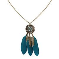 Women\'s Pendant Necklaces Jewelry Jewelry Feather Alloy Euramerican Fashion Personalized Light Green Light Blue Red Jewelry ForParty