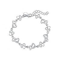 Women\'s Charm Bracelet Silver Plated Simulated Diamond Fashion Heart Cut Silver Jewelry 1pc