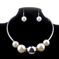 women alloy imitation pearl jewelry set necklaceearrings wedding party ...