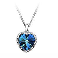 Women\'s Pendant Necklaces Zircon Cubic Zirconia Rhinestone Alloy Heart Fashion Blue Jewelry Party Daily Casual 1pc