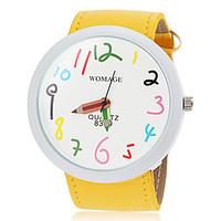 Women\'s Cute Big Dial Pencil Pointer Design Strap Watch PU Band Quartz Wrist Watch (Assorted Colors) Cool Watches Unique Watches