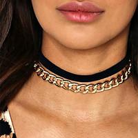 Women\'s Alloy Chain and Flannel Choker Necklaces Set Basic Silver Gold Jewelry For Wedding Party Special Occasion Halloween