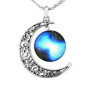 Women\'s Pendant Necklaces Moon Gemstone Alloy Fashion European Galaxy Black/Sky Blue Red Blue Jewelry ForParty Halloween Gift Daily Sport