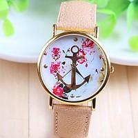 womens fashion style rose gold dial pu band quartz analog wrist watch  ...