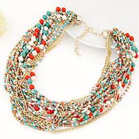 Women\'s Strands Necklaces Statement Necklaces Jewelry Alloy Fashion European Elegant Bohemian Festival/HolidayBlack Beige Red Blue
