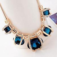 Women\'s Statement Necklaces Crystal Simulated Diamond Alloy Fashion Statement Jewelry Blue Screen Color JewelrySpecial Occasion Birthday