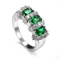 Women\'s Ring Emerald Unique Design Euramerican Fashion Zircon Alloy Jewelry Jewelry 147 Wedding Special Occasion Anniversary