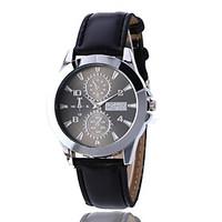 Women\'s Men\'s Unisex Fashion Watch Quartz Leather Band Casual Black