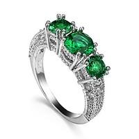 Women\'s Men\'s Ring Emerald Unique Design Euramerican Fashion Zircon Alloy Jewelry Jewelry 147 Wedding Special Occasion Anniversary