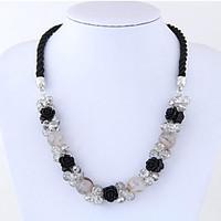 Women\'s Strands Necklaces Rose Flower Alloy Euramerican Fashion Black Jewelry 1pc