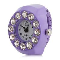 Women\'s Big Diamond Style Alloy Analog Quartz Ring Watch (Purple) Cool Watches Unique Watches