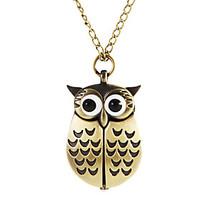 womens owl style alloy band quartz necklace watch assorted colors cool ...