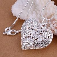 Women\'s Pendant Necklaces Heart Silver Plated Love Heart Fashion Silver Jewelry For Wedding Party Daily Casual 1pc