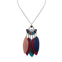 womens pendant necklaces feather alloy geometric bohemian fashion whit ...