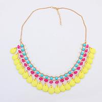 Women\'s Strands Necklaces Jewelry Jewelry Gem Alloy Euramerican Fashion Personalized Light Green Red Yellow Orange Jewelry ForParty