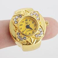 womens diamond flower style alloy analog quartz ring watch assorted co ...