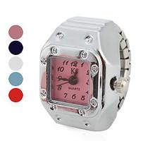 womens elegant square style alloy analog quartz ring watch assorted co ...