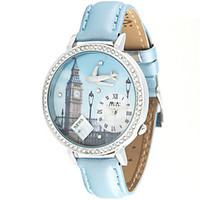 womens fashion watch quartz leather band blue