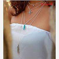 Women\'s Pendant Necklaces Imitation Pearl Gem Alloy Fashion Silver Jewelry Daily Casual 1set
