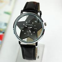 womens watch the hollow transparent double glass star red leather stra ...