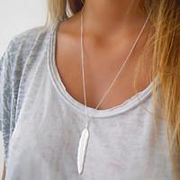 Women\'s Layered Necklaces Alloy Feather Fashion Gold Silver Jewelry Special Occasion Birthday Gift