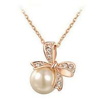 Women\'s Chain Necklaces Pearl Necklace Bowknot Pearl Imitation Pearl 18K gold Alloy Fashion Jewelry For Party Daily Sports 1pc