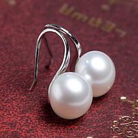 Women\'s Fashion Korean Style Silver Plated Large Pearl Stud Earrings