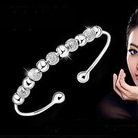 Women\'s Bangles Bracelet Basic Fashion Sterling Silver Circle Silver Jewelry For Wedding Party Daily Casual Christmas Gifts 1pc