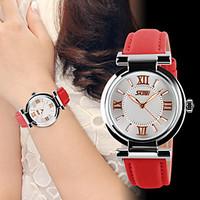 Women\'s Fashion Watch Quartz Leather Band Luxury Black White Red Strap Watch