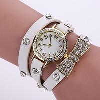 womens quartz analog strap watch white case multilayer leather band br ...