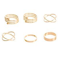 Women\'s Unique Ring Set Punk Gold Plated Alloy Rings Finger Ring 6 PCS Ring Set Best Selling