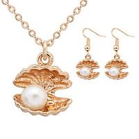 Women European Style Fashion Cute Shell Holding Pearl Imitation Pearl Necklace / Earrings Sets