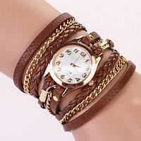 Women\'s Fashionable Leisure Braided Rope Pendant Bracelet Watch Leather Band Cool Watches Unique Watches