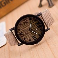 Women\'s Fashion Watch Wood Watch Quartz Leather Band Vintage Brown Khaki Strap Watch