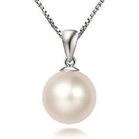 Women\'s Pendant Necklaces Pearl Necklace Ball Silver Pearl Birthstones Elegant Simple Style White Jewelry ForWedding Anniversary Birthday