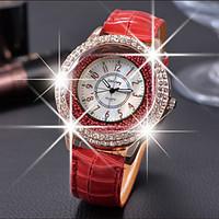 Women\'s Leather Band Analog Quartz Beads Case Fashion Watch Jewelry Cool Watches Unique Watches Strap Watch
